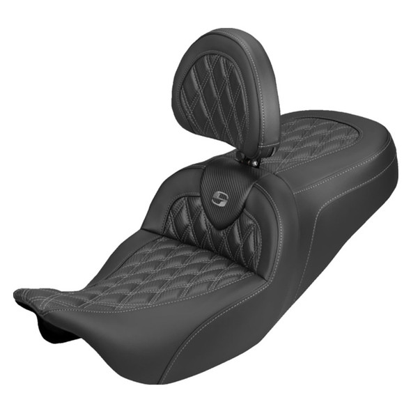 Saddlemen - Lattice Roadsofa™ Carbon Fiber Seat w/ Backrest fits '08-'25 FLH/FLT Models