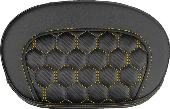 Saddlemen - 061019007 - Mini Contour Sissy Bar Pad - Honeycomb - Gold Stitch