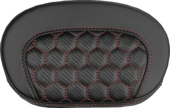 Saddlemen - 061019004 - Mini Contour Sissy Bar Pad - Honeycomb - Red Stitch