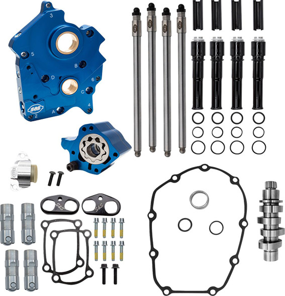 S&S Cycle - 310-1379A - Cam Chest Kit - Oil Cooled - Chain Drive - 496 Cam - Black Pushrod Tubes - M8