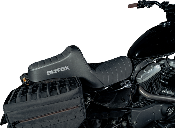 Slyfox High Noon XL Seat - Silver Classic Stitch, Silver Logo 4709B-SlyFox for 2004-2022 Sportster XL - view 2