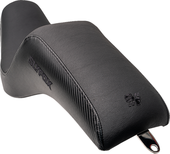Slyfox - 4683A-slyfox - Drifter Seat - Black Vinyl w/ Slipstop, Carbon Fiber Sides, Black Logo - Fits 1996-2003 Dyna FXD