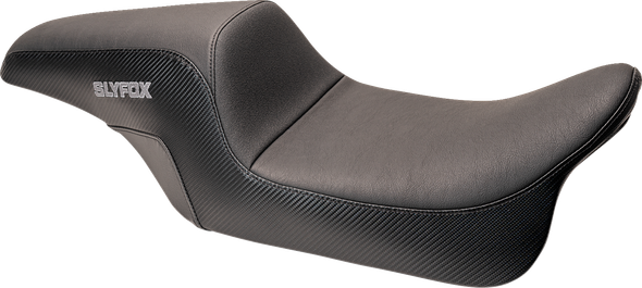 Slyfox - SlyFox4682B - Drifter Seat - Smooth Vinyl, Carbon Fiber Sides, Gray Logo - Fits 2006-2017 Dyna