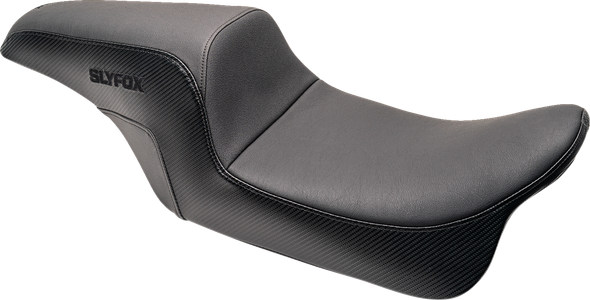 Slyfox - SlyFox4682A - Drifter Seat - Smooth Vinyl, Carbon Fiber Sides, Black Logo - Fits 2006-2017 Dyna