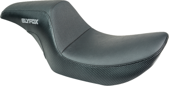 Slyfox - SlyFox4681B - Drifter Seat - Smooth Vinyl, Carbon Fiber Sides, Gray Logo - Fits 1982-1994, 1999-2000 FXR