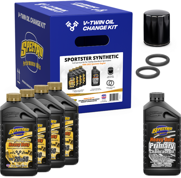 Spectro - 311472 - Full Oil Service Kit XL Synthetic - Fits 1986-2022 Harley-Davidson Sportster