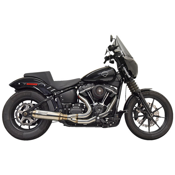 Bassani Exhaust - 2-into-1 Super Bike Exhaust System W/ 4" Muffler fits '18-'23 FXBB/S & FXLRS Models - Stainless Steel
