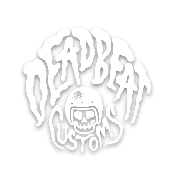 Deadbeat Customs - Skull Logo 8" Large Vinyl Decal - White