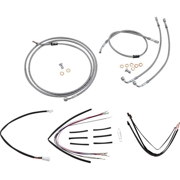 Burly Brand - Stainless Braided Handlebar Cable & Brake Line Kit For Ape Hangers