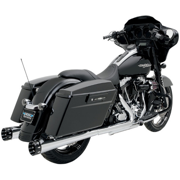 Bassani Exhaust - 4" Slip-On Mufflers W/ 2-1/2" Performance Baffles fits '95-'16 Touring Models - Megaphone, Chrome W/ Polished Billet End Caps