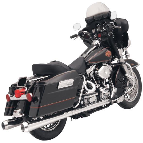 Bassani Exhaust - 4" Slip-On Mufflers W/ 2-1/4" Standard Baffles fits '95-'16 Touring Models - Megaphone, Chrome W/ Polished Billet End Caps