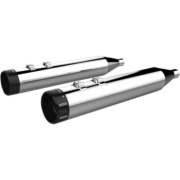 Khrome Werks - HP-Plus 4.5" Slip-On Mufflers W/ Black Klassic Billet End Caps fits '99-'16 Harley Touring Models - Chrome