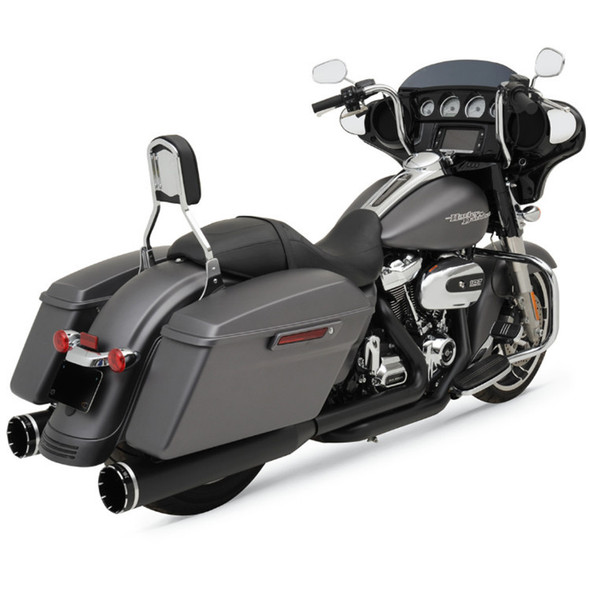 Khrome Werks - 2-Into-2 Two-Step Crossover Header System W/ Tracer Billet Tip End Caps fits '17-'22 Touring Models - Black