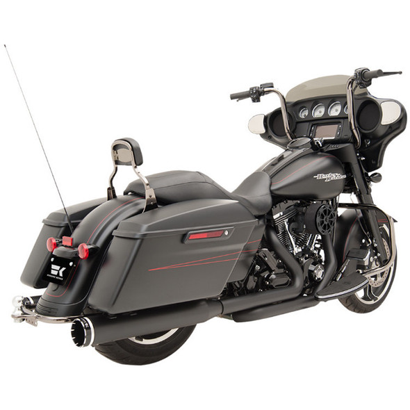 Khrome Werks - 2-Into-2 Two-Step Crossover Header System W/ Tracer Billet Tip End Caps fits '09-'16 Touring Models - Black