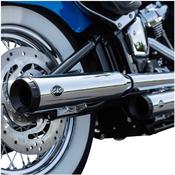 S&S Cycle - Grand National 50-State Slip-On Mufflers fits '18-'22 Harley M8 Softail Models - Chrome