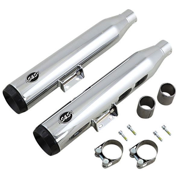 S&S Cycle - Grand National 50-State Slip-On Mufflers fits '18-'22 Harley M8 Softail Models - Chrome