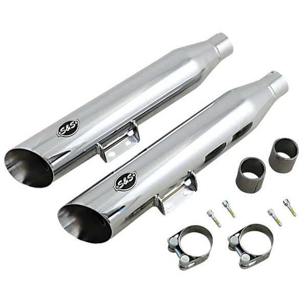S&S Cycle - 50 State Slash-Cut Slip-On Mufflers fits '18-'22 Harley Softail Models - Chrome