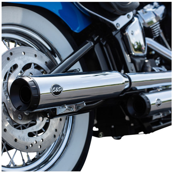 S&S Cycle - Grand National Race Slip-On Mufflers fits '18-'22 Harley Softail Models - Chrome