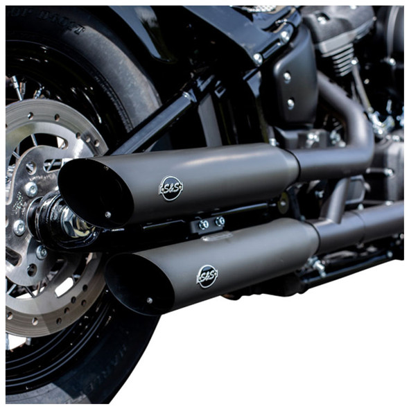 S&S Cycle - Slash Cut Race Slip-On Mufflers fits '18-'22 Harley Softail Models - Guardian Black