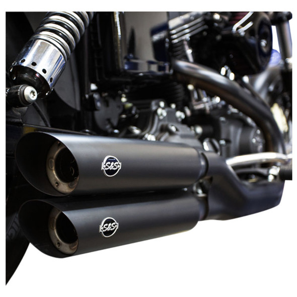S&S Cycle - Slash-Cut Slip On Mufflers fits '08-'17 Harley Dyna Models - Black