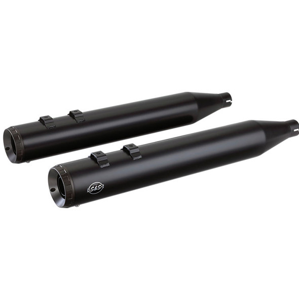 S&S Cycle - 4" Grand National Slip-On Muffler W/ Black End Caps fits '95-'16 Touring Models - Black