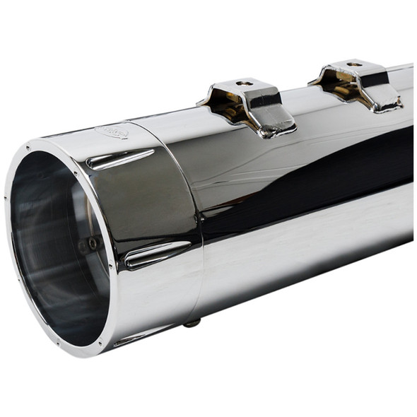 S&S Cycle - 4-1/2" MK45 Slip-On Mufflers W/ Chrome Tracer End Caps fits '17-'21 Harley Touring Models - Chrome