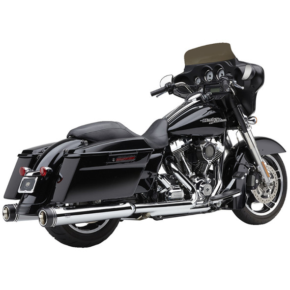 Cobra - 4.5" Gen 2 Neighbor Haters® Series Mufflers W/ Black Outer Tip fits '95-'16 Harley Touring Models (Exc. '15-'16 FLRT Models) - Chrome