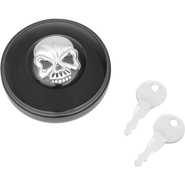 Drag Specialties - Locking Gas Cap - Skull - Vented - Fits 2021-2024 Electra Glide / Street Glide, 1996-2024 Road King, 2015-2024 Freewheeler & More