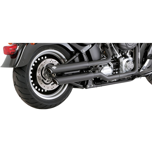 Vance & Hines - 3" Round Twin Slash Slip-On Mufflers fits '07-'17 Softail Models (Exc. Softail Fat Boy Models) - Black