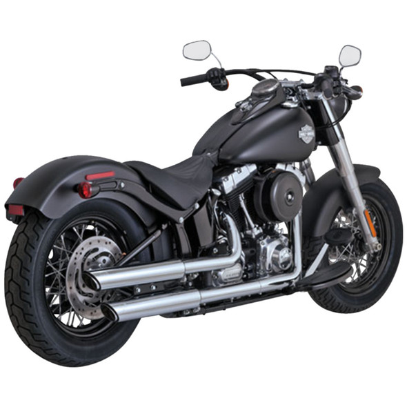 Vance & Hines - 3" Round Twin Slash Slip-On Mufflers fits '07-'17 Softail Models (Exc. '14-'15 FLSTNSE Models) - Chrome