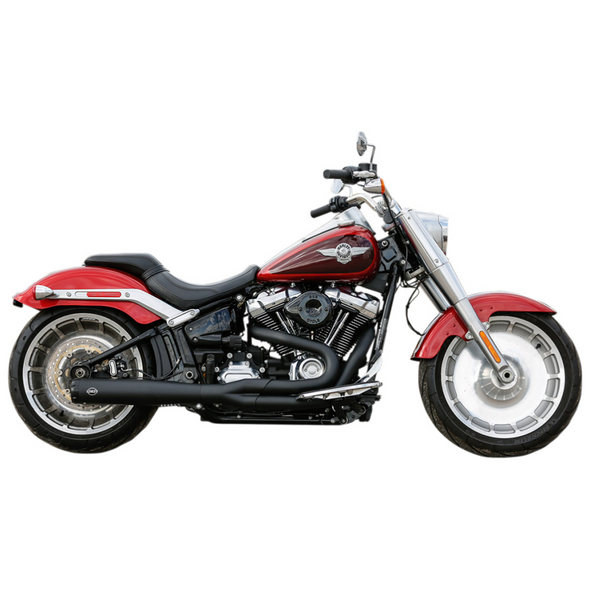 S&S Cycle - Superstreet 2-Into-1 Exhaust System W/ Black End Cap fits '18-'22 M8 Softail Models (Black)
