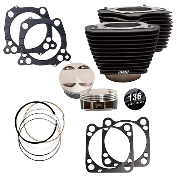 S&S Cycle - 136" Big Bore Cylinder Kit fits '17 & Up M8 Engines (Black)