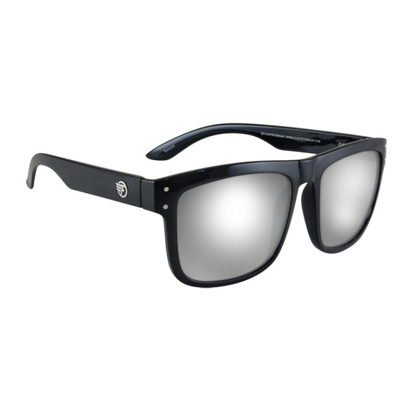 Flight Eyewear Benny V2 Square Sunglasses - Black Frames/ Mirror Lenses