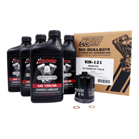 Klotz Oil - Synthetic Oil Change Kit fits '19-'23 Indian FTR Model - 15W/60