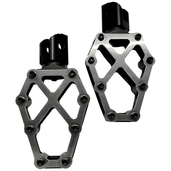 Kodlin - NXL Footpegs fits '18-'24 Softail & Sportster S Models W/ Mid-Controls - Black W/ Stainless Steel Cover