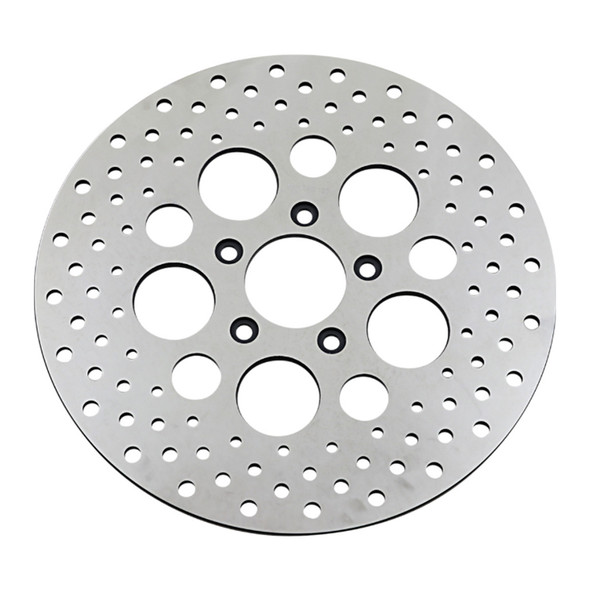 Drag Specialties - 11.5" Front Center Hub Mount Drilled Brake Rotor - Polished Stainless Steel (Repl. OEM #44156-00/ 44136-00)