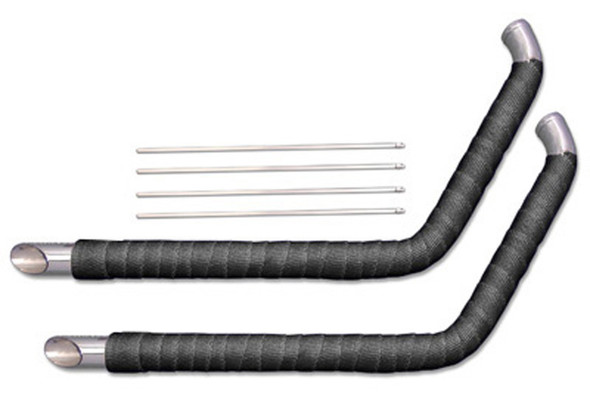 V-Twin Exhaust Drag Pipe Kit Black Ex. Wrap Slash Cut Ends - fits XL Sportster '86-'03