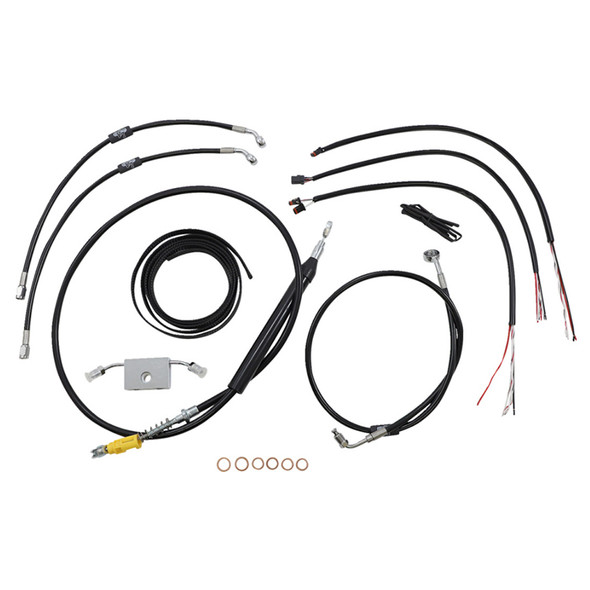 LA Choppers - 18"-20" Handlebar Cable/Brake Line Kit W/ ABS fits '18-'23 Softail Models (Dual Disc) - Black Vinyl/ Alternative Length