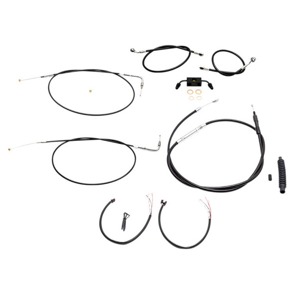 LA Choppers - 12"-14" Handlebar Cable/Brake Line Kit W/ ABS fits '12-'17 Dyna FXDF Models - Black Vinyl/ Alternative Length
