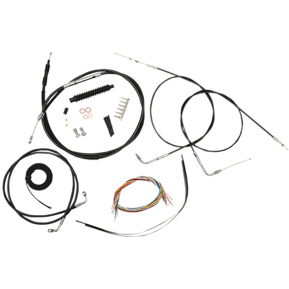 LA Choppers - 18"-20" Handlebar Cable/Brake Line Kit W/O ABS fits '12-'17 Dyna FXDF Models - Black Vinyl/ Alternative Length