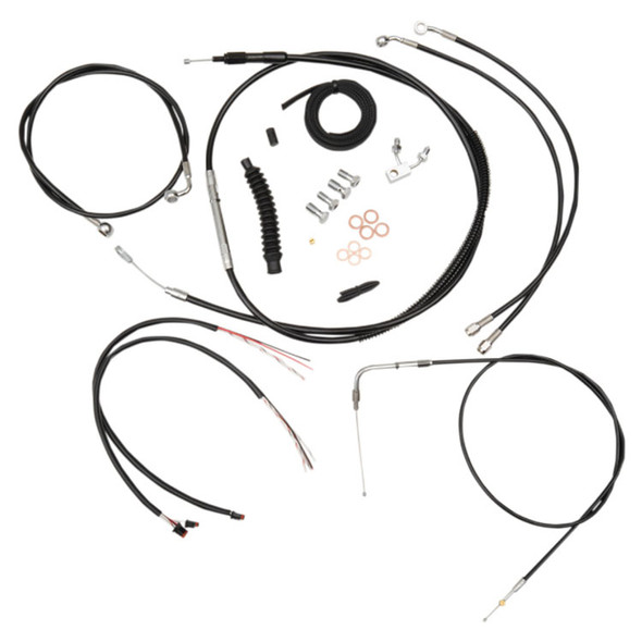 LA Choppers - 15"-17" Handlebar Cable/Brake Line Kit W/ ABS fits '16-'17 Softail FXSB Models - Black Vinyl/ Alternative Length