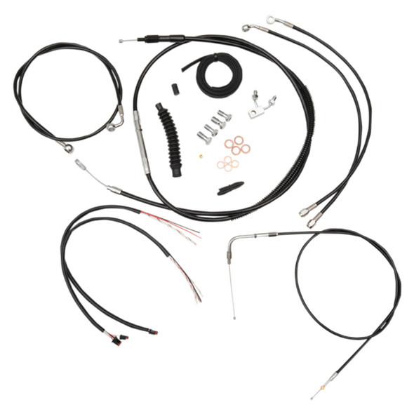 LA Choppers - 12"-14" Handlebar Cable/Brake Line Kit W/ ABS fits '15 Softail FXSB Models - Black Vinyl/ Alternative Length