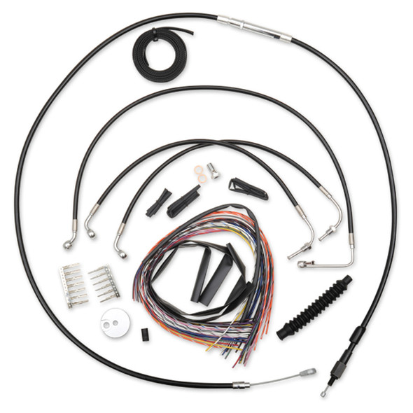 LA Choppers - 15"-17" Handlebar Cable/Brake Line Kit W/O ABS fits '16 Touring FLHX Models - Black Vinyl/ Alternative Length