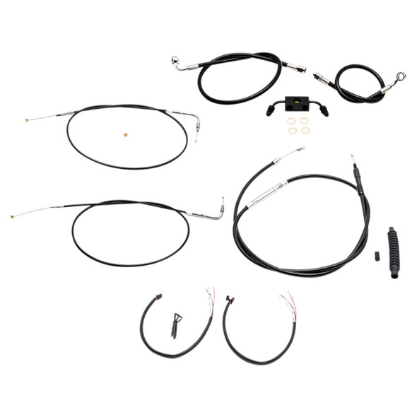 LA Choppers - Mini Handlebar Cable/Brake Line Kit W/ ABS fits '14-'22 XL Models (Except RH Sportster) - Black Vinyl/ Alternative Length