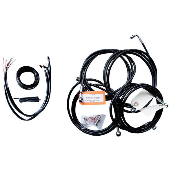 LA Choppers - 12"-14" Handlebar Cable/Brake Line Kit W/ ABS fits '16 Touring Models - Black Vinyl/ Alternative Length