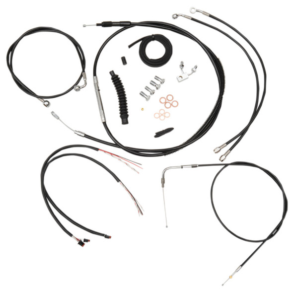 LA Choppers - 15"-17" Handlebar Cable/Brake Line Kit W/ ABS fits '11-'14 Softail Models - Black Vinyl/ Alternative Length