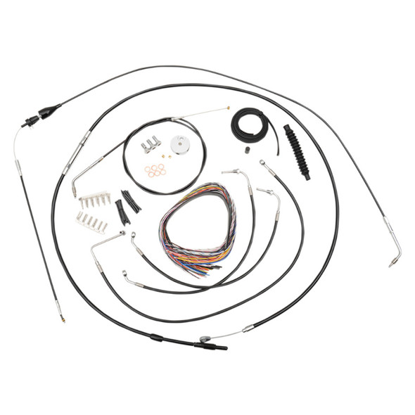 LA Choppers - Mini Handlebar Cable/Brake Line Kit W/O Cruise fits '99-'06 Touring FLHTC Models - Black Vinyl/ Alternative Length