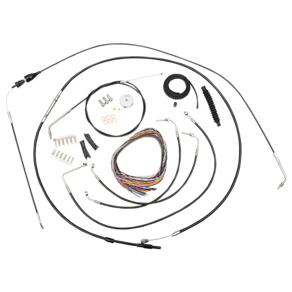 LA Choppers - 15"-17" Handlebar Cable/Brake Line Kit W/ or W/O Cruise fits '99-'06 Touring Models - Black Vinyl/ Alternative Length