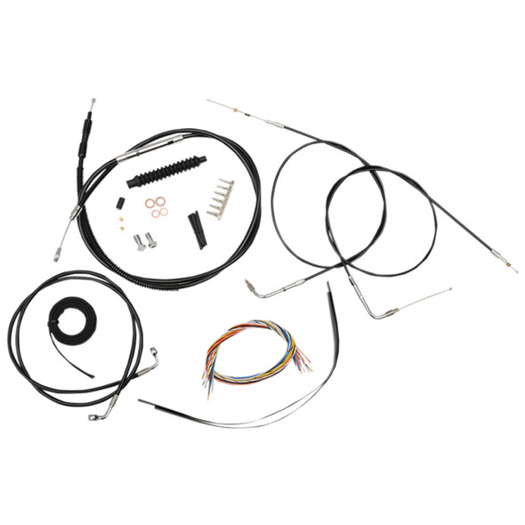 LA Choppers - 12"-14" Handlebar Cable/Brake Line Kit fits '00-'06 Softail FXST/FXSTB Models - Black Vinyl/ Alternative Length