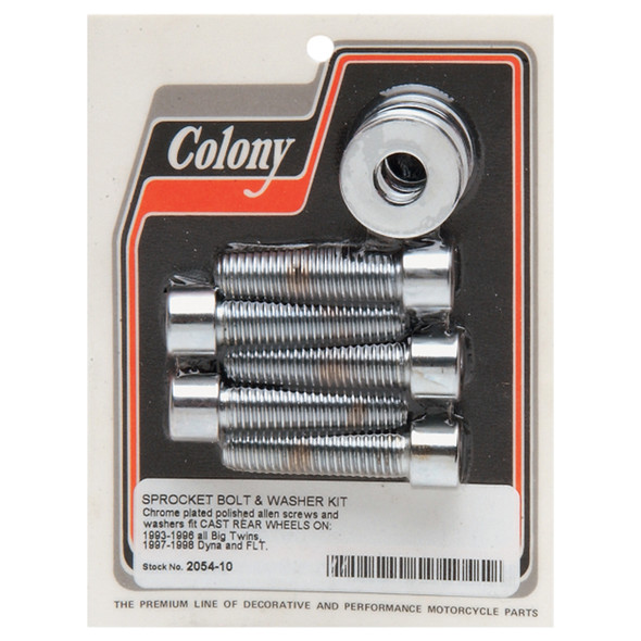 Colony - 1-3/4" Socket-Head Sprocket/Belt Pulley Mounting Hardware Kit with Washers fits '93-'96 Big Twin, '97-'06 Dyna/​FLT, '97-'99 Softail Models (OEM #3703A, 3899)